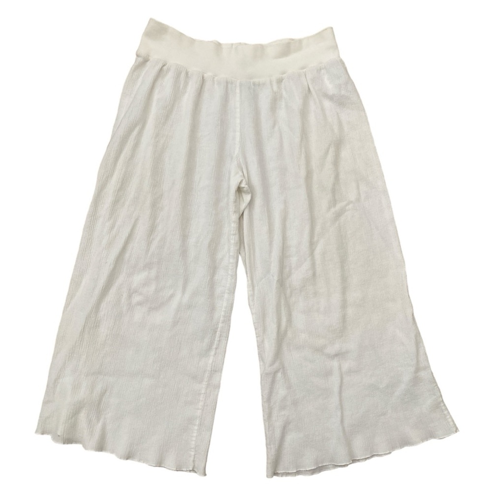 Fresh Produce white crop wide leg gauze gaucho Capri pants